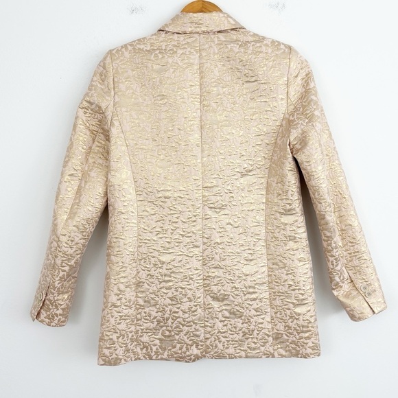 Zara Basic Metallic Rose Jacquard Blazer Jacket Size XS - Picture 10 of 14